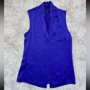 Theory Women’s Silk Sleeveless Blue Career Business Casual Top Small S
